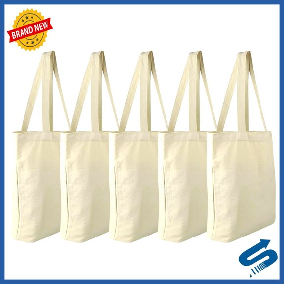 Heavy Duty Canvas Tote Bags Reusable Grocery Shopping DIY Craft Blank
